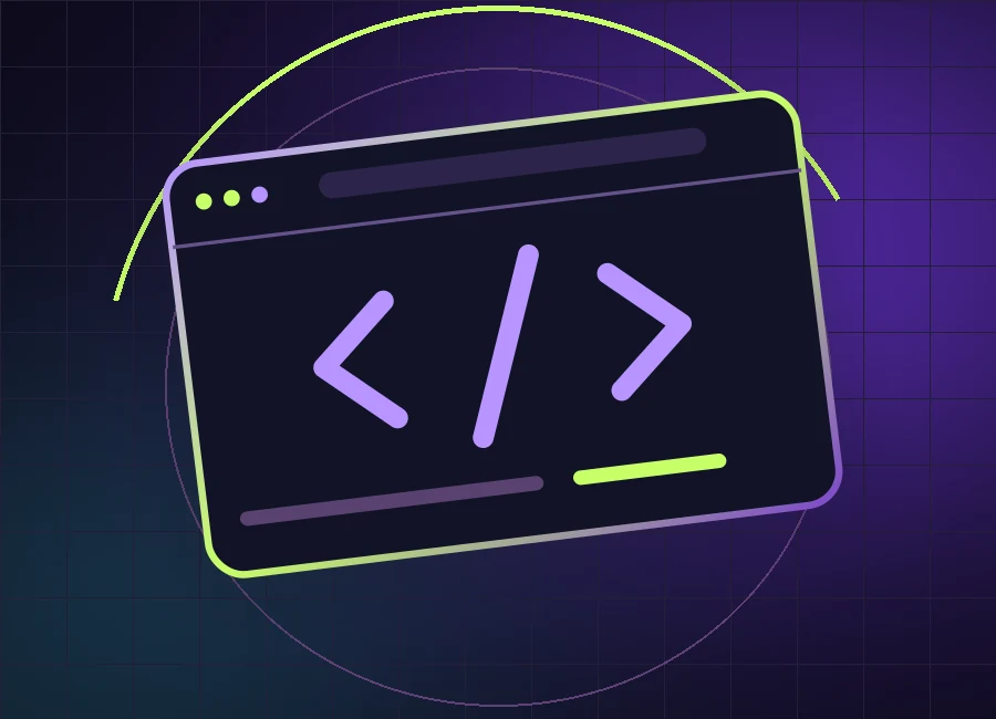Browser gaming — original neon browser illustration
