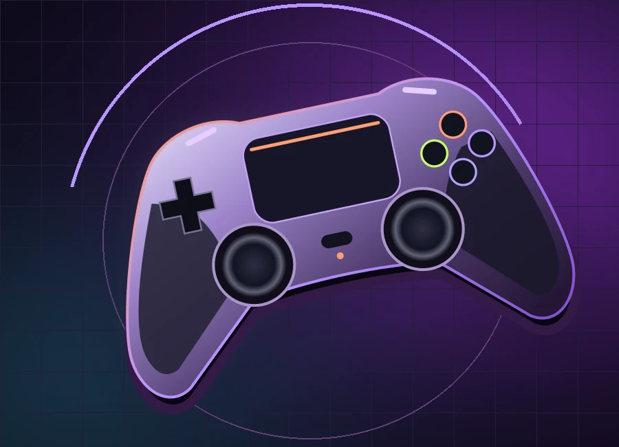Console gaming — original neon controller illustration