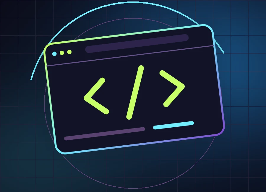Online marketplaces — original neon browser illustration