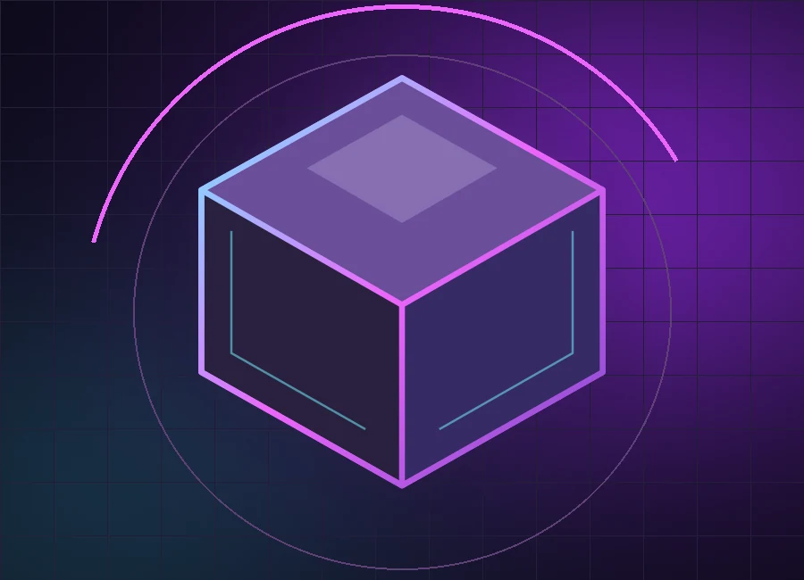 Virtual assets — original neon cube illustration